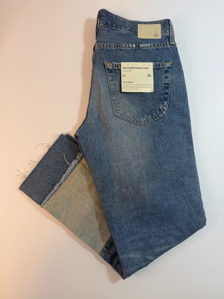 Ag-Ed Denim Jeans (Adriano Goldschmied) Ex-Boyfriend Slim Slouchy Patchwork 26”